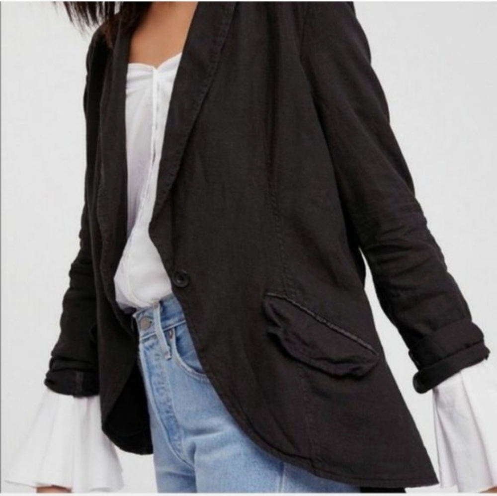 Free People Black Relaxed Blazer